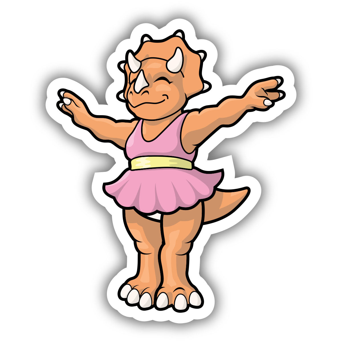 Ballerina Dinosaur Sticker: Triceratops